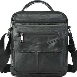 Unisex Genuine Leather Messenger Bag - Stylish Crossbody for Daily Use, 8.3"